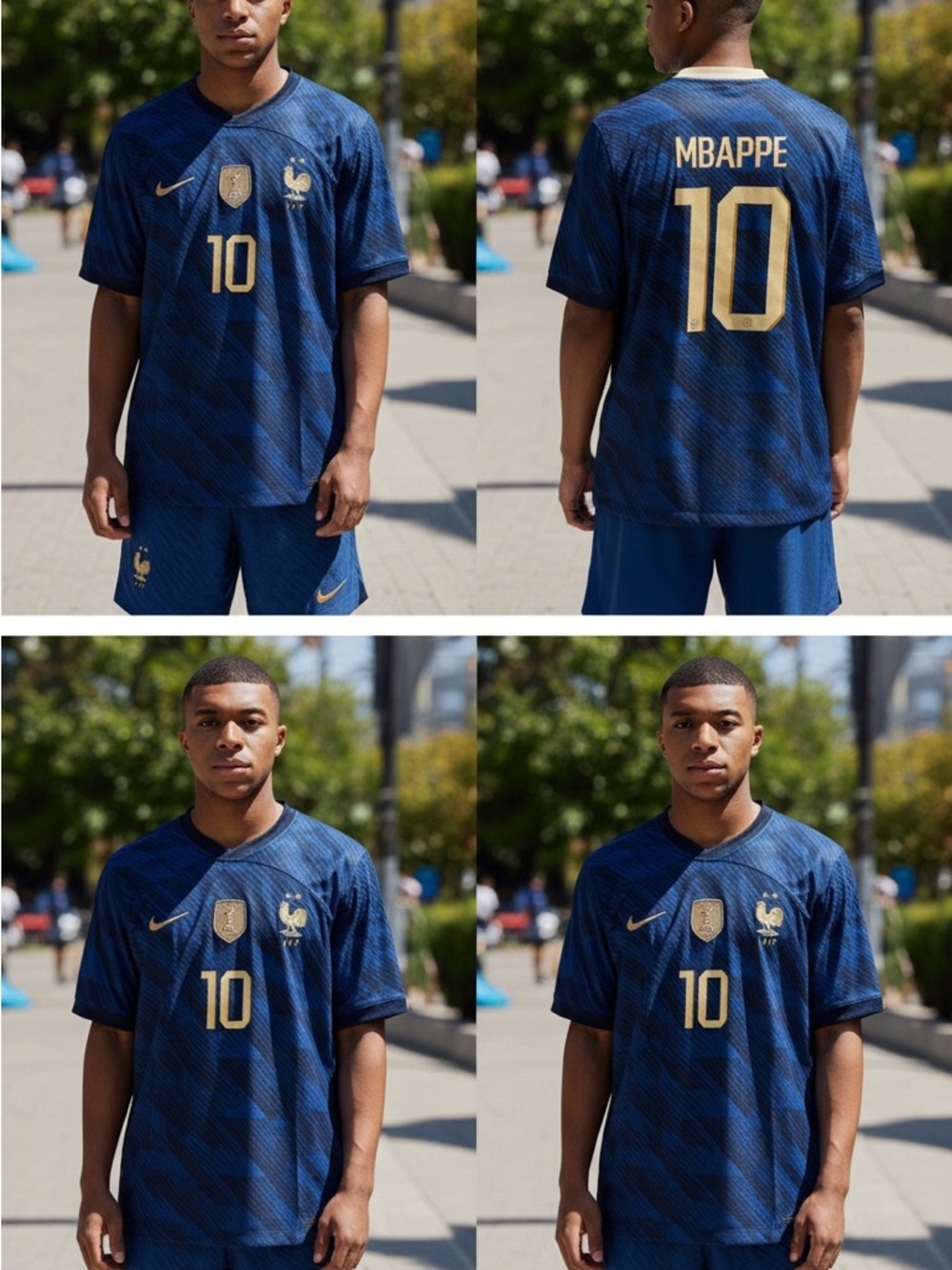 Nike Men’s Blue and Gold Mbappé #10 France Soccer Jersey